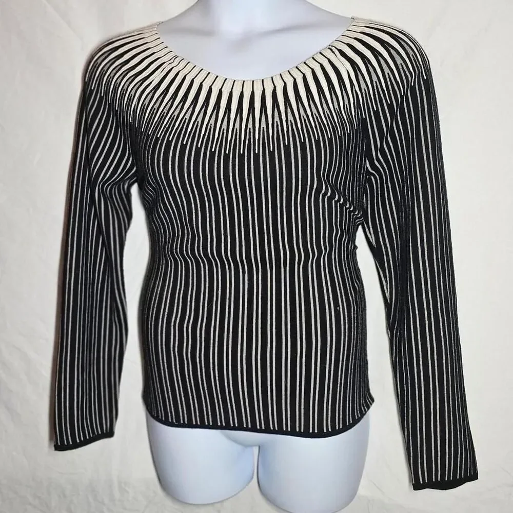 white house black market black white striped gothic sweater - Picture 1 of 6